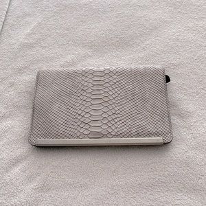 Madewell faux alligator clutch bag.